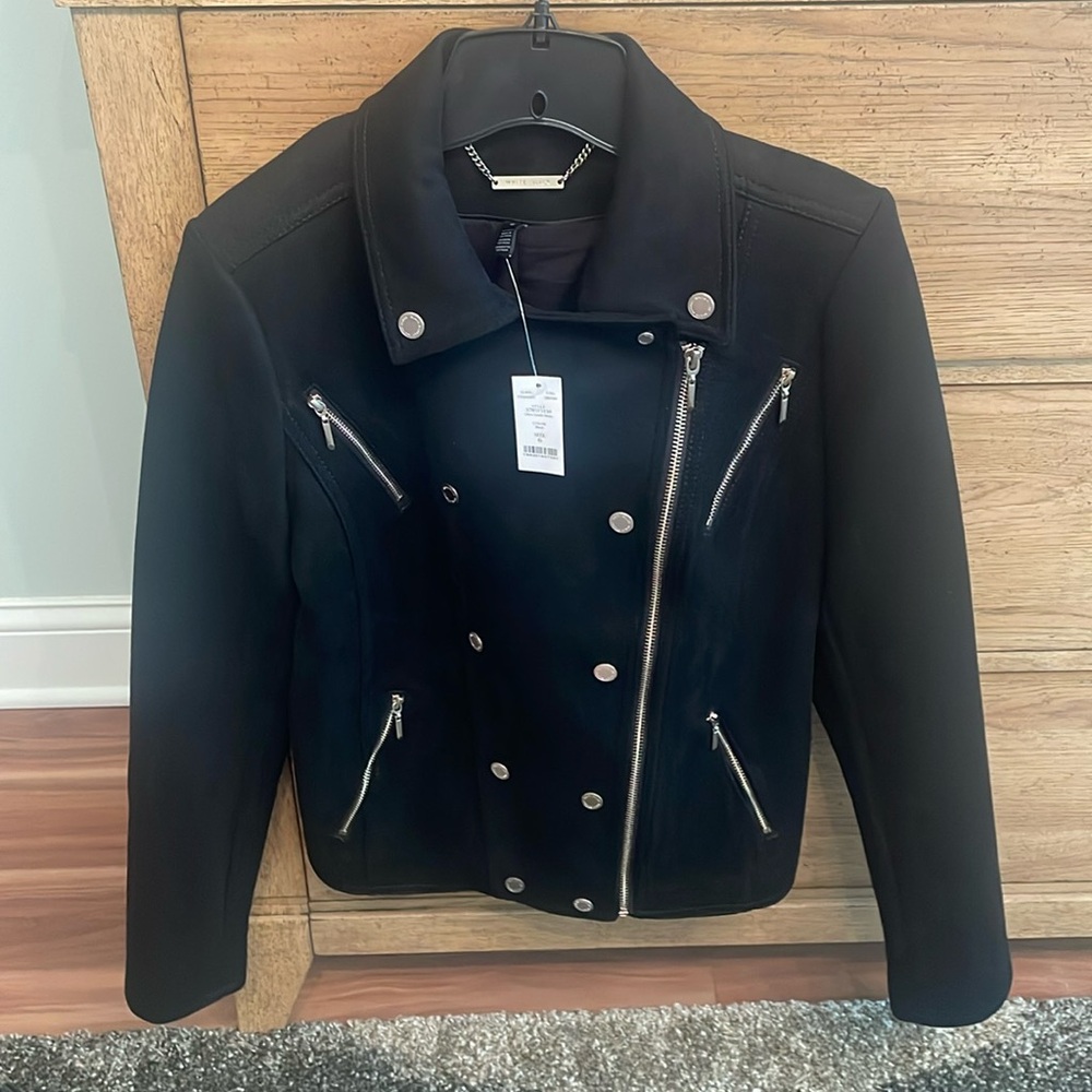 Whbm size 6 faux suede black jacket.